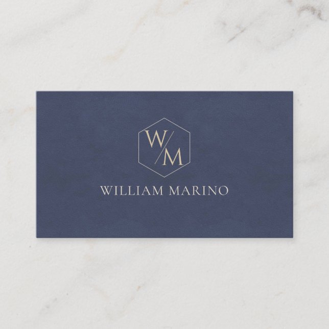 Minimalistiskt monogram | Mörk. Marinblå Visitkort (Framsida)