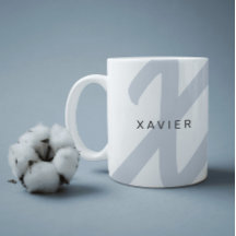 Minimalistiskt monogram och Namn Elegant Blue Gråt