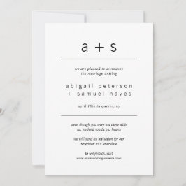 Minimalistiskt monogram Photo Bröllop Elopement Meddelande