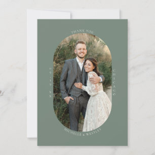 Minimalistiskt Monogram Sage Grönt Bröllop Photo Tack Kort