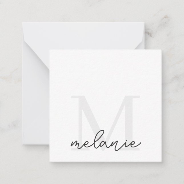 Minimalistiskt monogram Silver-platta anteckningsk Anteckningskort (Framsida)