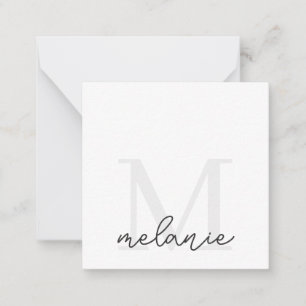 Minimalistiskt monogram Silver-platta anteckningsk Anteckningskort