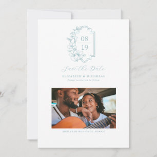 Minimalistiskt monogram Spara datum i foto Datumet