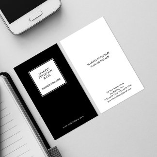 Minimalistiskt monogram | Vit kvadrat Ram på svart Visitkort