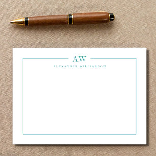 Minimalistiskt monogramblått anteckningskort