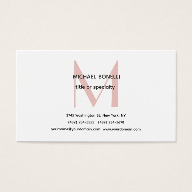 Minimalistiskt monogrammat profilkort för professi visitkort (Framsidan)