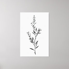 Minimalistiskt monokromt Rosemary Sprig Sketch Canvastryck