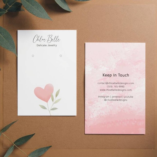 Minimalistiskt Mönster-kort för Neutralt Visitkort (Heart Foliage Pattern)