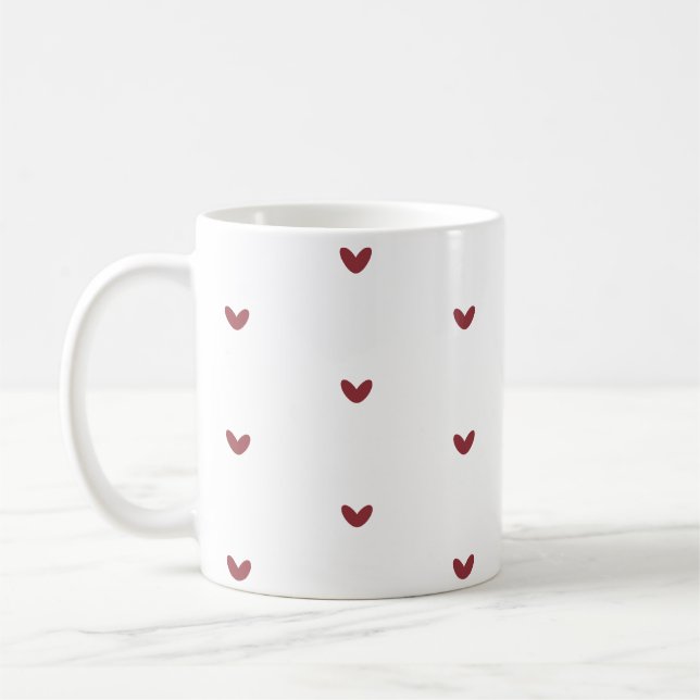 Minimalistiskt mönster med små röda hjärtan kaffek kaffemugg (Vänster)