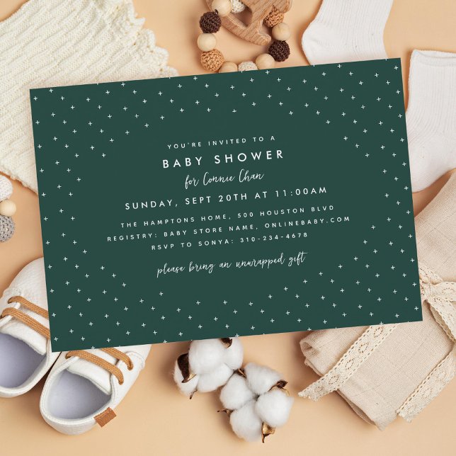 Minimalistiskt Mörk grönt babyskor Inbjudningar (Skapare uppladdad)
