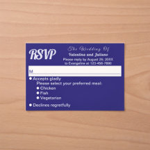 Minimalistiskt mörkblått bröllops-RSVP