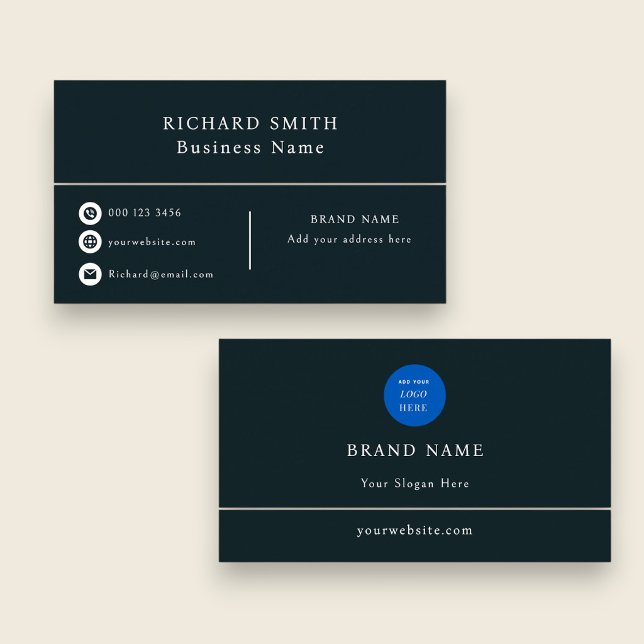 Minimalistiskt Mörkt Professionellt Logotyp Affärs Visitkort (Skapare uppladdad)