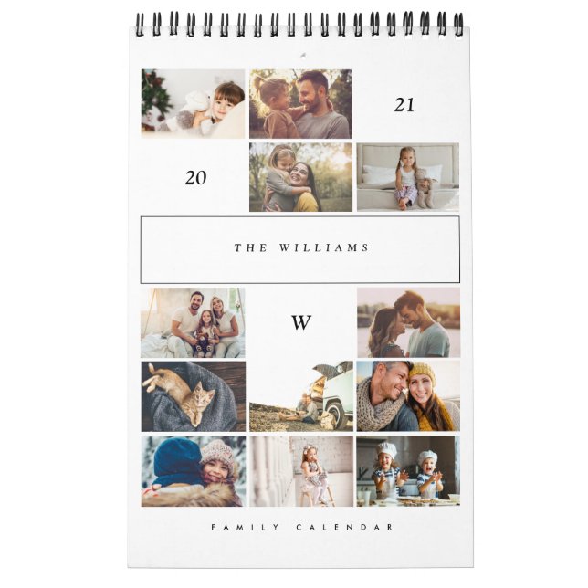 Minimalistiskt multifoto-kollage-familjminne kalender (Omslag)