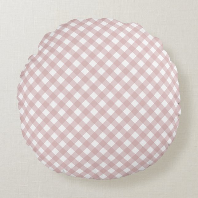 Minimalistiskt MUT-Rosa Mönster Rund Kudde (Framsidan)