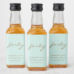 Minimalistiskt myntverk och Guld födelsedag Spritflaskor Etikett