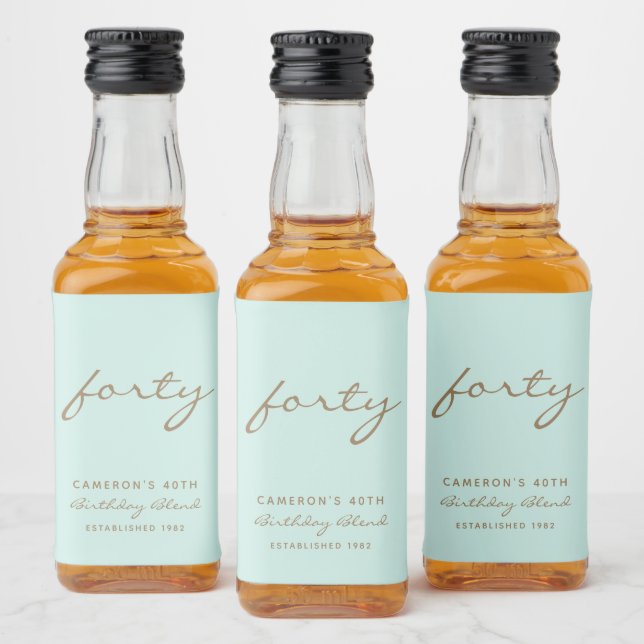 Minimalistiskt myntverk och Guld födelsedag Spritflaskor Etikett (Flaskor)