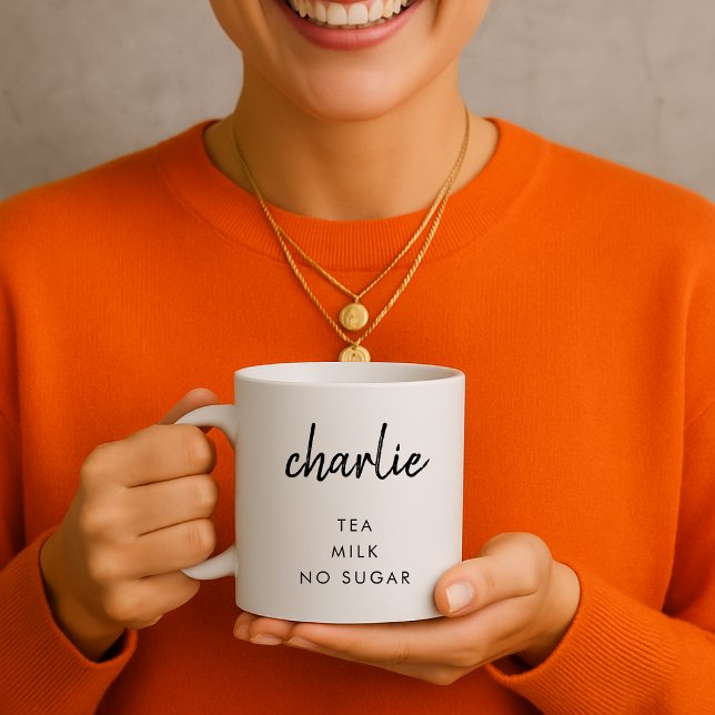 Minimalistiskt Namn | Dryckespreferens Te Mjölk Kaffemugg (Skapare uppladdad)