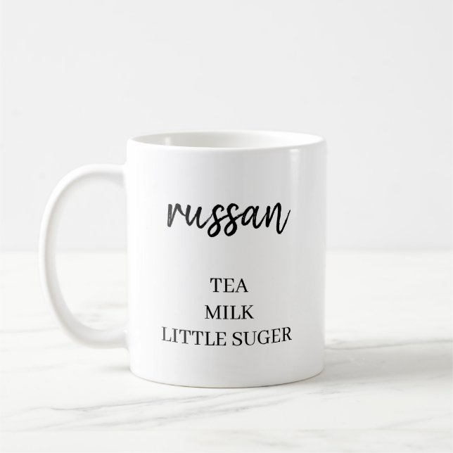 Minimalistiskt Namn Dryckpreferens Te Mjölk Socker Kaffemugg (Vänster)