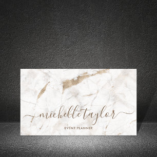 Minimalistiskt namnteckning skript för vit marble visitkort
