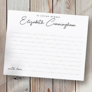 Minimalistiskt närvarokort för Loving Memory Chic