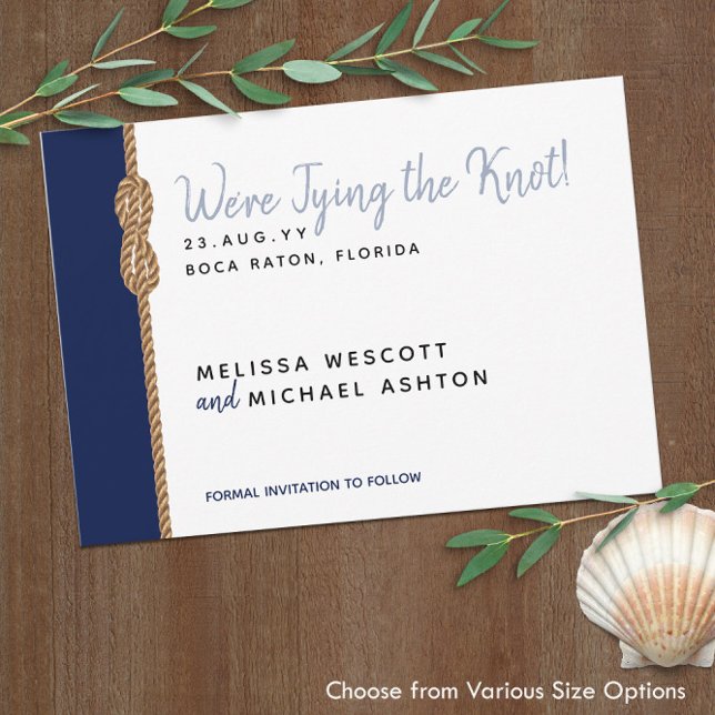 ⚓ minimalistiskt Nautiskt Gifter sig Spara datum Datumet (⚓Minimalist Nautical Tying the Knot Save the Date
)