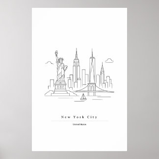 Minimalistiskt New York City Linje Art Print | NYC Poster