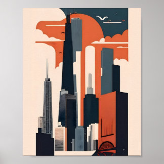Minimalistiskt New York liggande - platt vektorkon Poster