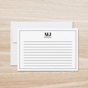 Minimalistiskt noteringskort för elegant, monogram tack kort