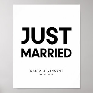 Minimalistiskt Ny gifta bröllop-tecken Poster