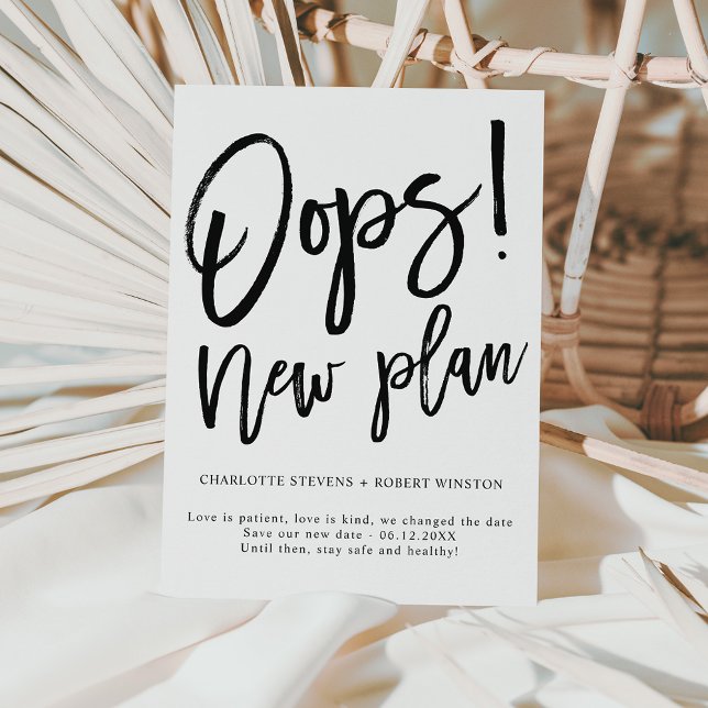 Minimalistiskt nytt datum för brölloppsändring meddelande vykort (Skapare uppladdad)