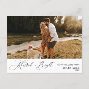 Minimalistiskt nyvunnet vin gift och ljus jul  vykort