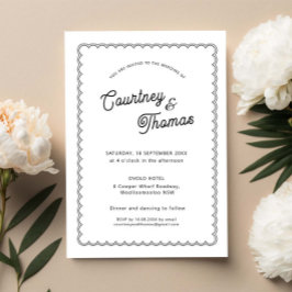 Minimalistiskt och enkelt skalopaliserat gräns med inbjudningar