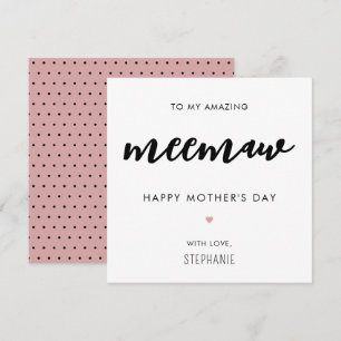 Minimalistiskt och modernt Meemaw Grandma Mors dag Kort
