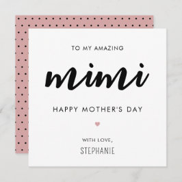 Minimalistiskt och modernt Mimi Grandma Mors dag Kort