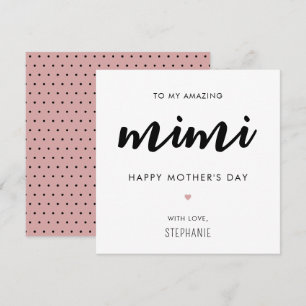 Minimalistiskt och modernt Mimi Grandma Mors dag Kort