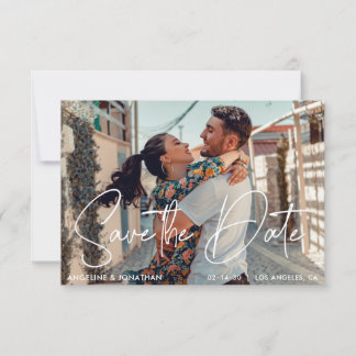 Minimalistiskt och modernt spara Bröllop-fotoinfoi Inbjudningar