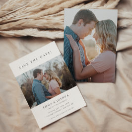 Minimalistiskt och modernt Vit 2-foto Bröllop Spara Datumet