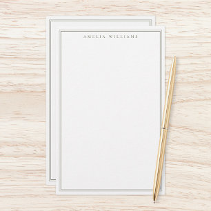 Minimalistiskt Oliv grönt monogram två Gräns Brevpapper