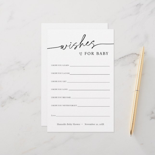 Minimalistiskt Önskemål för Baby-kort (Fram/Back In Situ)