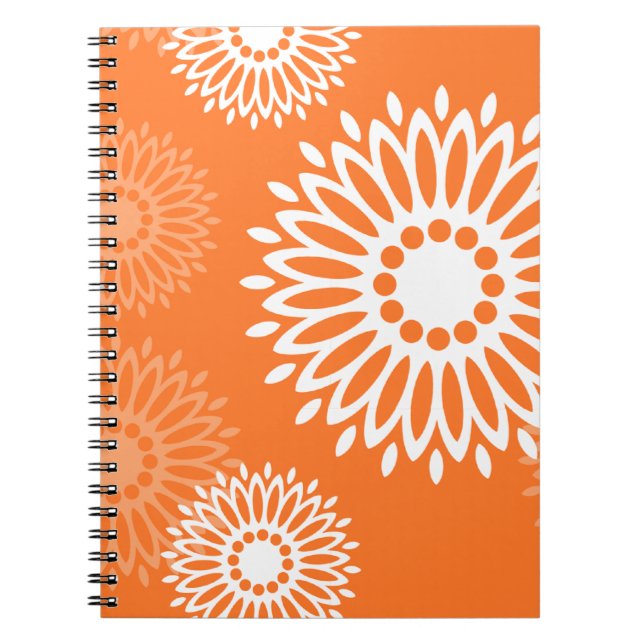 Minimalistiskt Orange Mandala-geometriskt Blommöns Anteckningsbok (Framsidan)