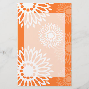 Minimalistiskt Orange Mandala-geometriskt Blommöns Brevpapper