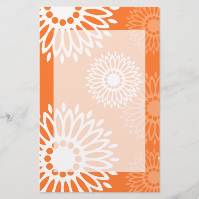Minimalistiskt Orange Mandala-geometriskt Blommöns Brevpapper (Framsida)
