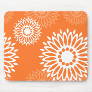 Minimalistiskt Orange Mandala-geometriskt Blommöns Musmatta