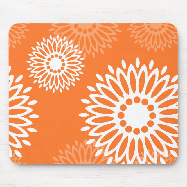 Minimalistiskt Orange Mandala-geometriskt Blommöns Musmatta (Framsidan)