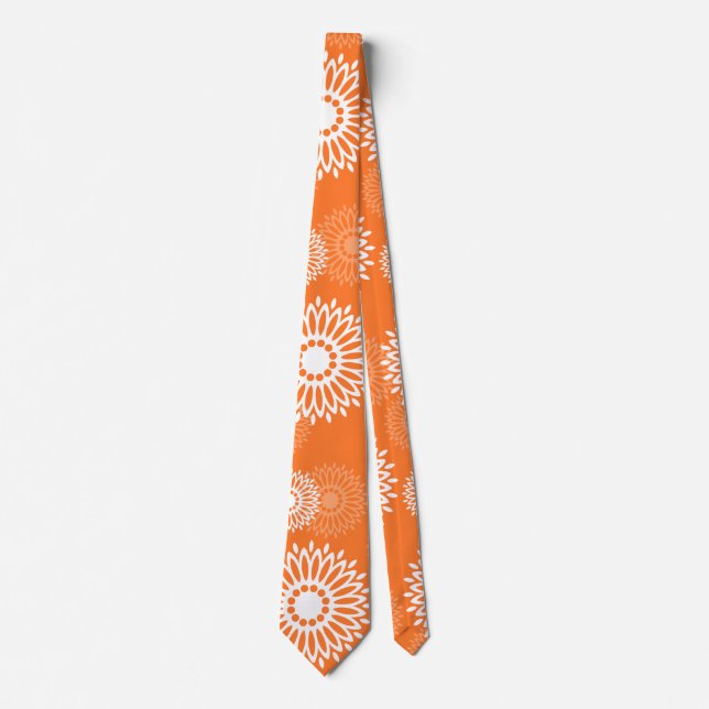 Minimalistiskt Orange Mandala-geometriskt Blommöns Slips (Framsida)