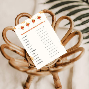 Minimalistiskt ord-spelkort för Thanksgiving Meddelande