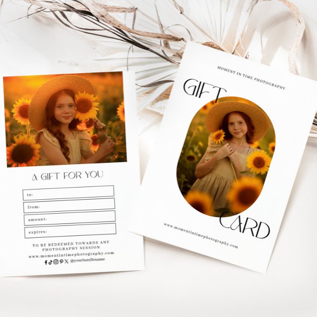 Minimalistiskt Oval Photo Photography Gift-certifi (Skapare uppladdad)