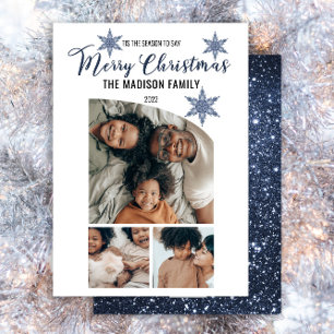 Minimalistiskt, översta 3-foto-God jul-hål Julkort
