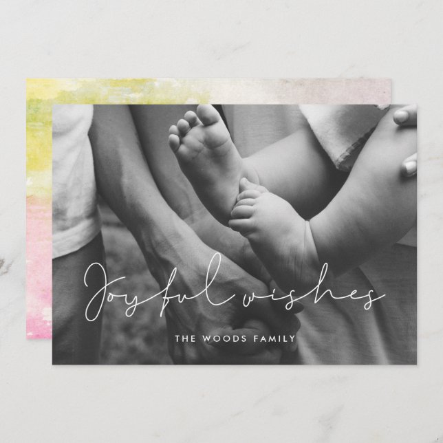 Minimalistiskt övertäckningsfoto för Glatt Önskemå Julkort (Fram/baksida)