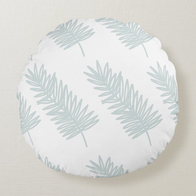 Minimalistiskt palmbladsmönster rund kudde (Framsidan)